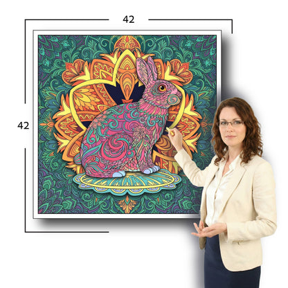 Large Adult Coloring Poster Page Bunny Made of Mandala Floral