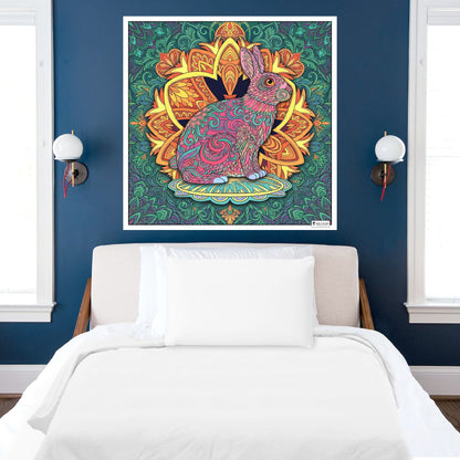Large Adult Coloring Poster Page Bunny Made of Mandala Floral