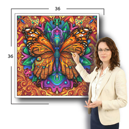 Large Adult Coloring Poster Page Butterfly Made of Mandala Floral