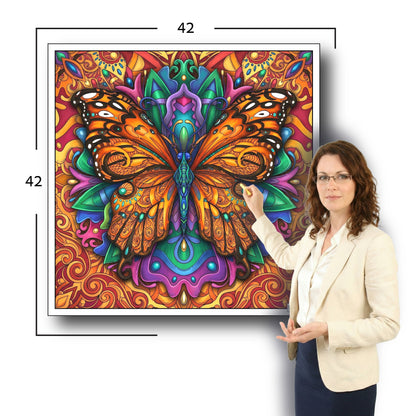 Large Adult Coloring Poster Page Butterfly Made of Mandala Floral