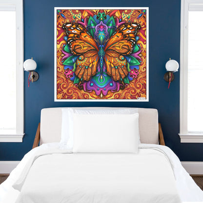Large Adult Coloring Poster Page Butterfly Made of Mandala Floral