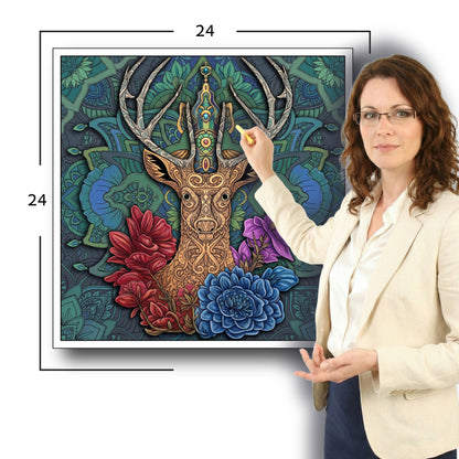 Large Adult Coloring Poster Page Deer Made of Mandala Floral