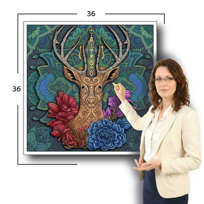 Large Adult Coloring Poster Page Deer Made of Mandala Floral