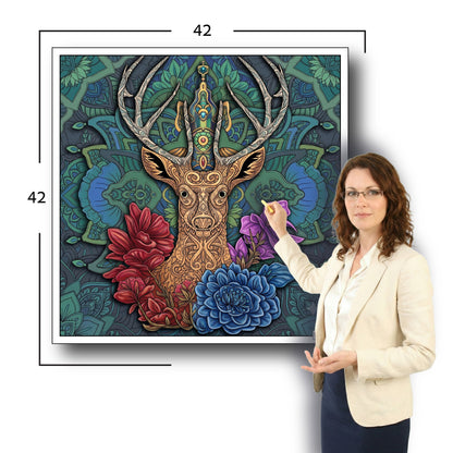 Large Adult Coloring Poster Page Deer Made of Mandala Floral