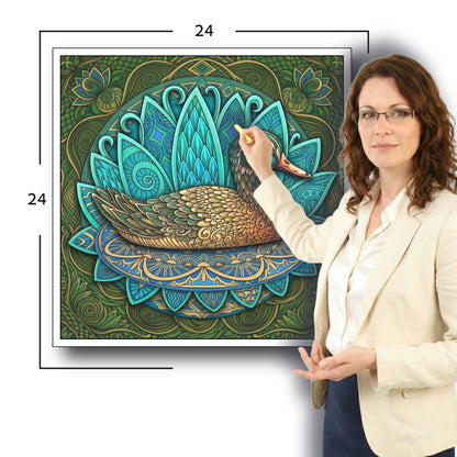 Large Adult Coloring Poster Page Duck Made of Mandala Floral