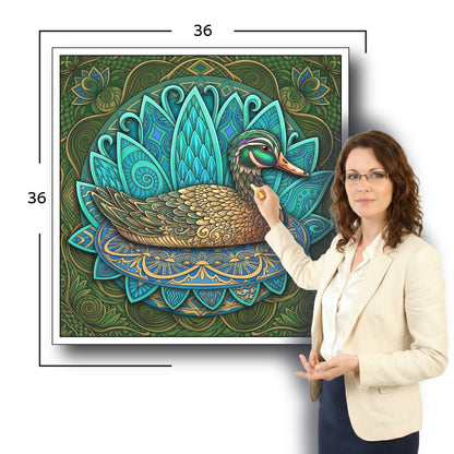 Large Adult Coloring Poster Page Duck Made of Mandala Floral