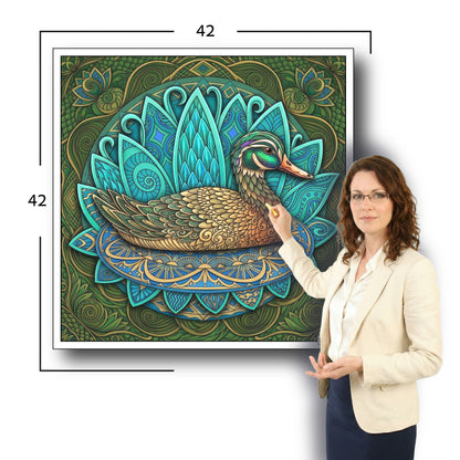 Large Adult Coloring Poster Page Duck Made of Mandala Floral