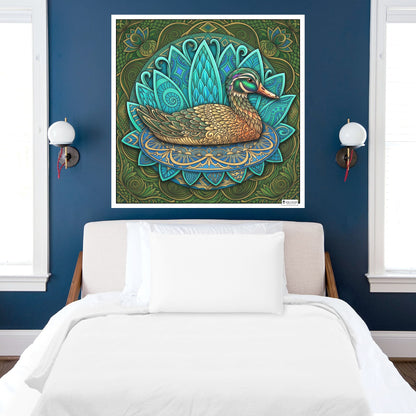 Large Adult Coloring Poster Page Duck Made of Mandala Floral