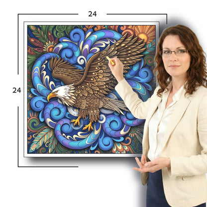 Large Adult Coloring Poster Page Eagle Made of Mandala Floral