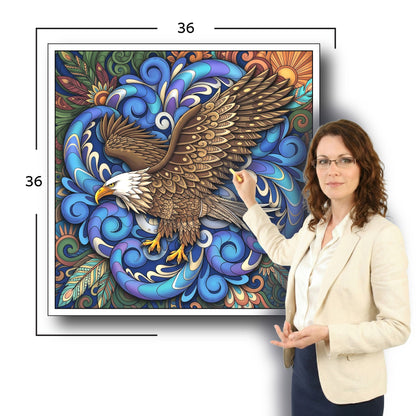 Large Adult Coloring Poster Page Eagle Made of Mandala Floral