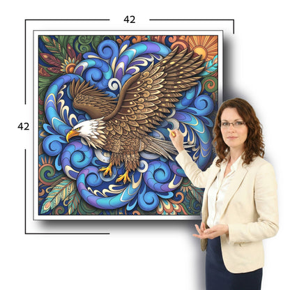 Large Adult Coloring Poster Page Eagle Made of Mandala Floral