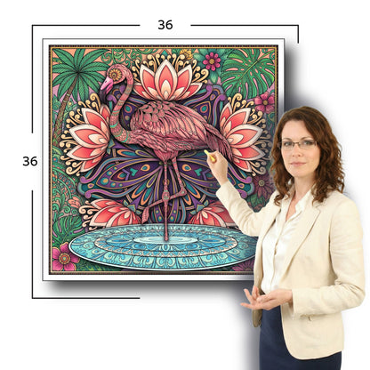 Large Adult Coloring Poster Page Flamingo Made of Mandala Floral