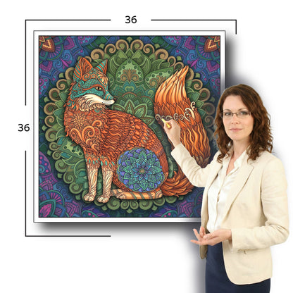 Large Adult Coloring Poster Page Fox Made of Mandala Floral
