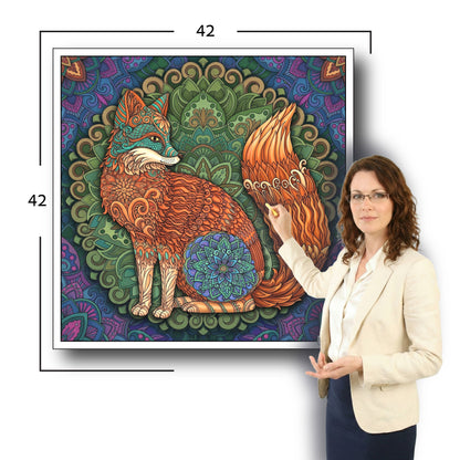 Large Adult Coloring Poster Page Fox Made of Mandala Floral