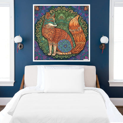 Large Adult Coloring Poster Page Fox Made of Mandala Floral