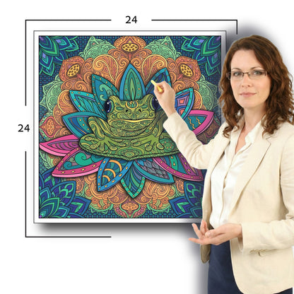 Large Adult Coloring Poster Page Frog Made of Mandala Floral
