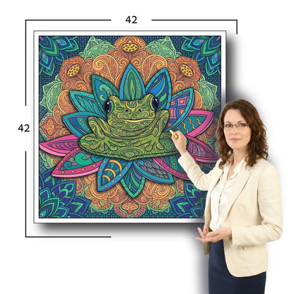 Large Adult Coloring Poster Page Frog Made of Mandala Floral