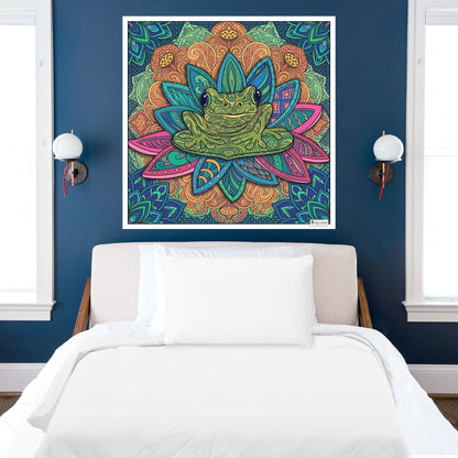 Large Adult Coloring Poster Page Frog Made of Mandala Floral