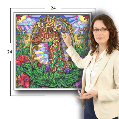 Large Adult Coloring Poster Page Giraffe Made of Mandala Floral