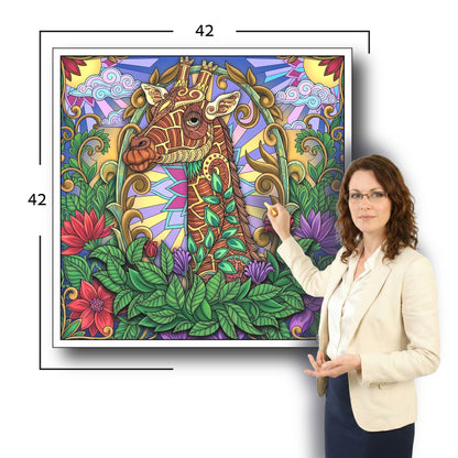 Large Adult Coloring Poster Page Giraffe Made of Mandala Floral