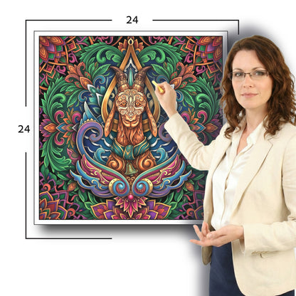 Large Adult Coloring Poster Page Goat Made of Mandala Floral