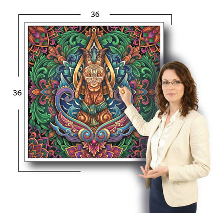 Large Adult Coloring Poster Page Goat Made of Mandala Floral