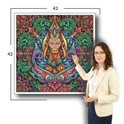 Large Adult Coloring Poster Page Goat Made of Mandala Floral