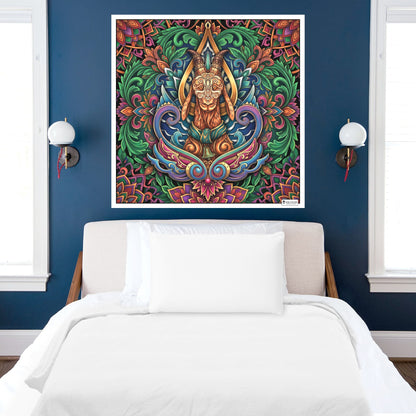 Large Adult Coloring Poster Page Goat Made of Mandala Floral