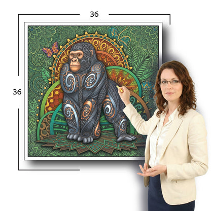 Large Adult Coloring Poster Page Gorilla Made of Mandala Floral