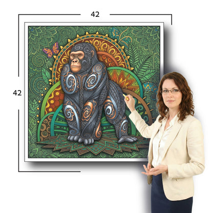 Large Adult Coloring Poster Page Gorilla Made of Mandala Floral