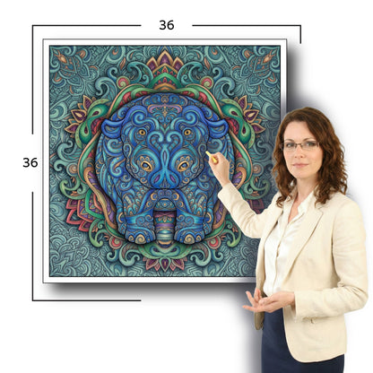 Large Adult Coloring Poster Page Hippo Made of Mandala Floral