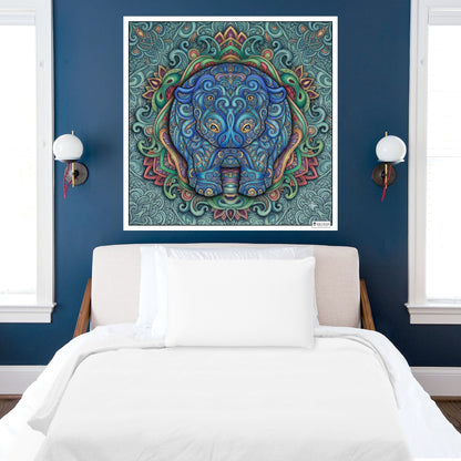 Large Adult Coloring Poster Page Hippo Made of Mandala Floral