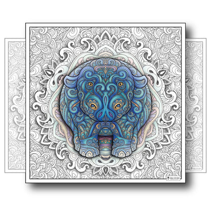 Large Adult Coloring Poster Page Hippo Made of Mandala Floral