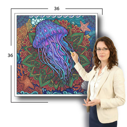 Large Adult Coloring Poster Page Jellyfish Made of Mandala Floral