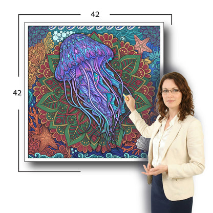 Large Adult Coloring Poster Page Jellyfish Made of Mandala Floral