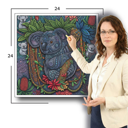 Large Adult Coloring Poster Page Koala Made of Mandala Floral