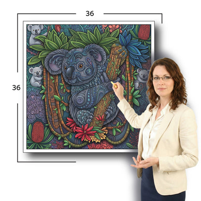 Large Adult Coloring Poster Page Koala Made of Mandala Floral