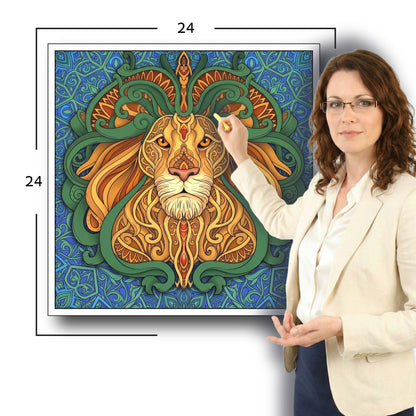 Large Adult Coloring Poster Page Lion Made of Mandala Floral