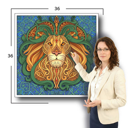 Large Adult Coloring Poster Page Lion Made of Mandala Floral