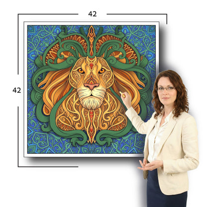 Large Adult Coloring Poster Page Lion Made of Mandala Floral