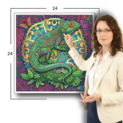Large Adult Coloring Poster Page Lizard Made of Mandala Floral