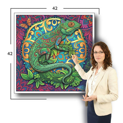 Large Adult Coloring Poster Page Lizard Made of Mandala Floral
