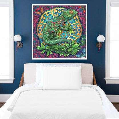 Large Adult Coloring Poster Page Lizard Made of Mandala Floral