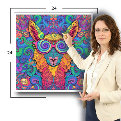 Large Adult Coloring Poster Page Llama Made of Mandala Floral
