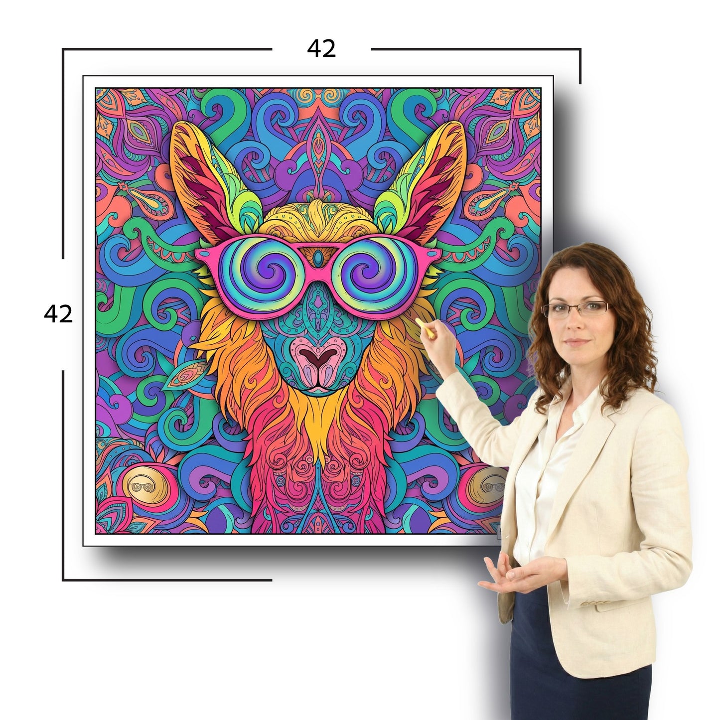 Large Adult Coloring Poster Page Llama Made of Mandala Floral