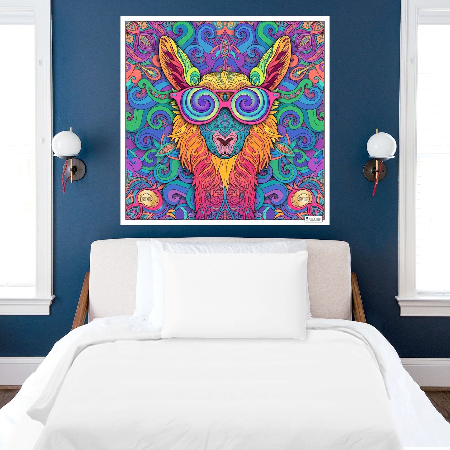 Large Adult Coloring Poster Page Llama Made of Mandala Floral