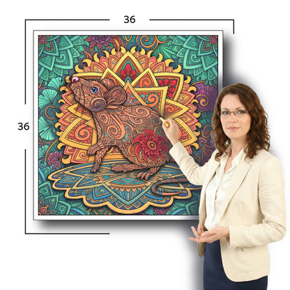 Large Adult Coloring Poster Page Mouse Made of Mandala Floral