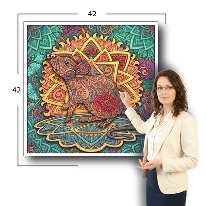 Large Adult Coloring Poster Page Mouse Made of Mandala Floral
