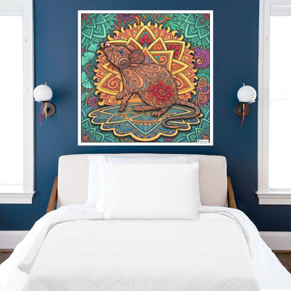 Large Adult Coloring Poster Page Mouse Made of Mandala Floral
