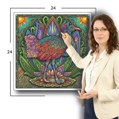 Large Adult Coloring Poster Page Ostrich Made of Mandala Floral
